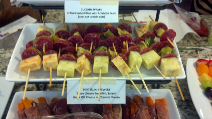 Tortilini Pasta with CHeese and Saugage on a skewer